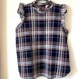 NWT LOFT checkered blouse size M